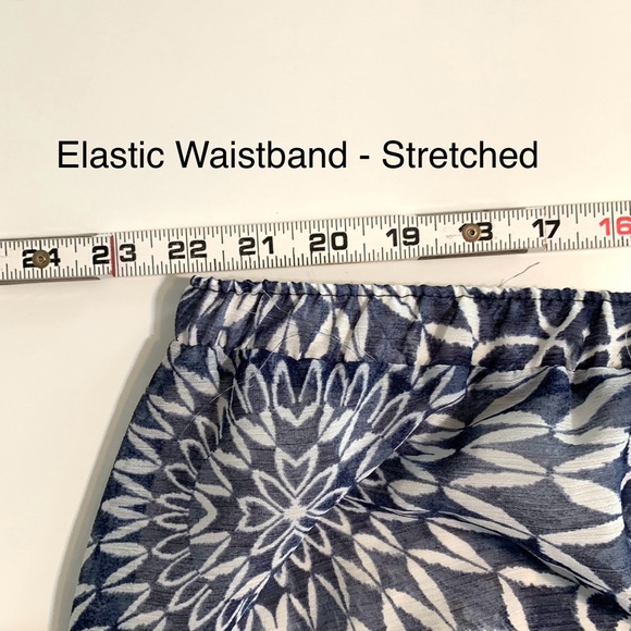 Gap Blue Abstract Print Lined A-Line Maxi Skirt Elastic Waist Large - Picture 6 of 10